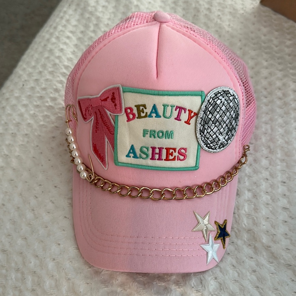Pink Trucker Hat with Embellishments